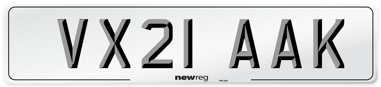 VX21 AAK Number Plate from New Reg